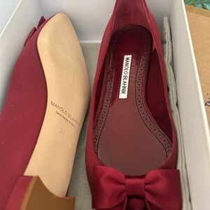 Manolo Blahnik Burgundy Satin Heels